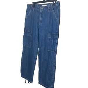 Levis Womens Jeans Size 29 Blue 94 Baggy Cargo Denim Pockets Pure Cotton New